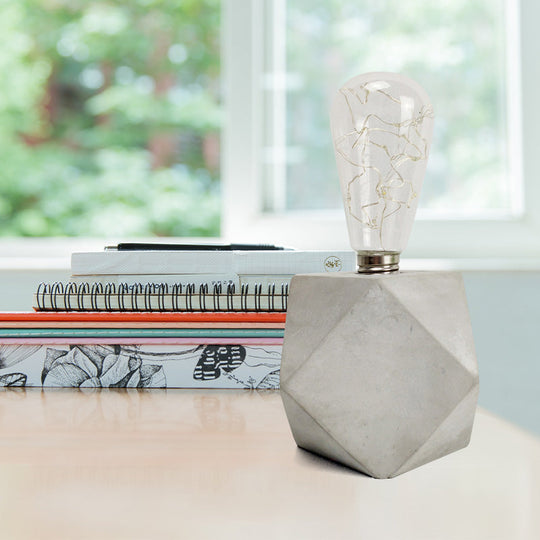 Industrial Cement Table Lamp in Gray for Kids' Bedroom Lighting