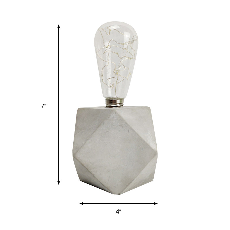 Industrial Cement Table Lamp in Gray for Kids' Bedroom Lighting