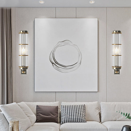 Contemporary Satin Nickel Wall Sconce with Crystal Pipe - Stylish Lighting for Living Room