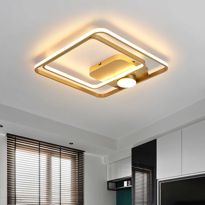 16"/19.5" Modern Metallic Black/Gold LED Flush Mount Ceiling Light Fixture