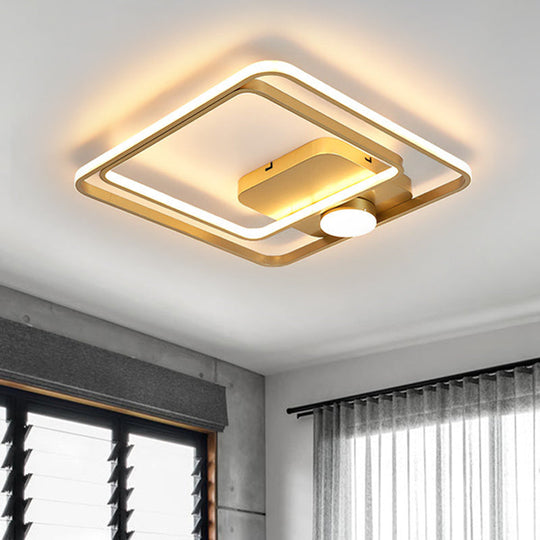 16"/19.5" Modern Metallic Black/Gold LED Flush Mount Ceiling Light Fixture