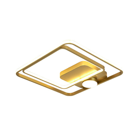 16"/19.5" Modern Metallic Black/Gold LED Flush Mount Ceiling Light Fixture