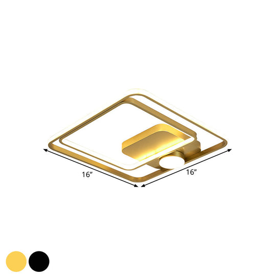 16"/19.5" Modern Metallic Black/Gold LED Flush Mount Ceiling Light Fixture