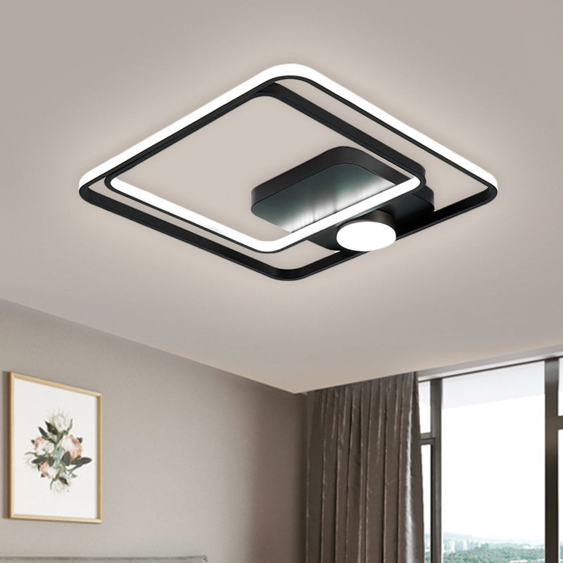 16"/19.5" Modern Metallic Black/Gold LED Flush Mount Ceiling Light Fixture