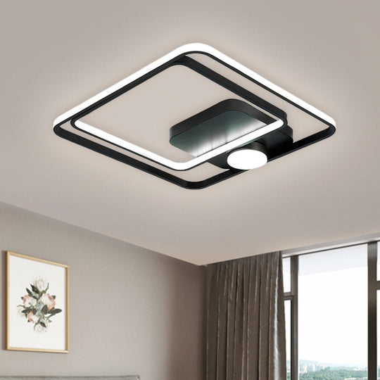 16"/19.5" Modern Metallic Black/Gold LED Flush Mount Ceiling Light Fixture