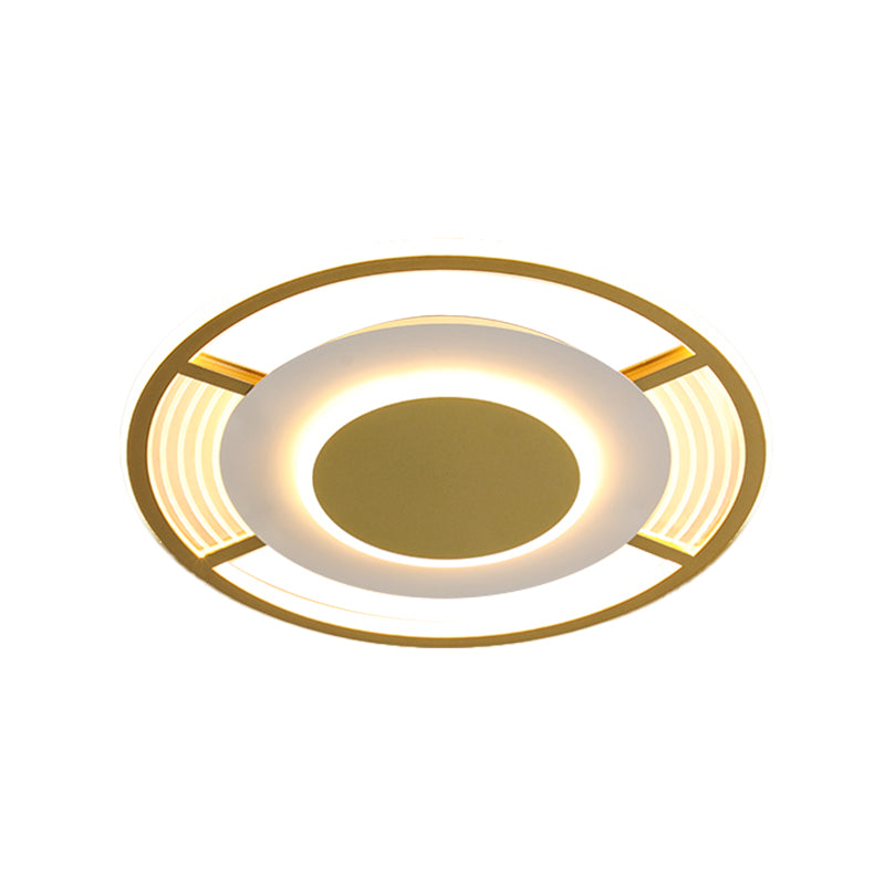 Modern LED Acrylic Round Close to Ceiling Lamp in Black/Gold - Flush Mount with 3 Color Light (Warm/White)