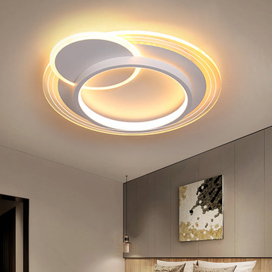Minimalistic LED Ceiling Flush Mount Lamp, Metallic Round Design, 16.5"/20.5" Wide, Warm/White Light