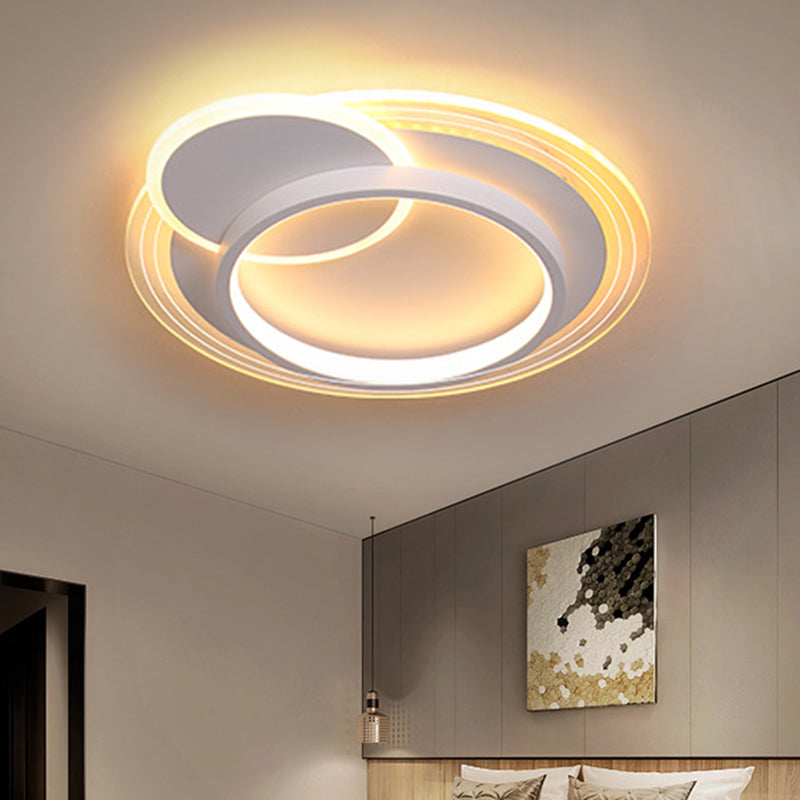 Minimalistic LED Ceiling Flush Mount Lamp, Metallic Round Design, 16.5"/20.5" Wide, Warm/White Light