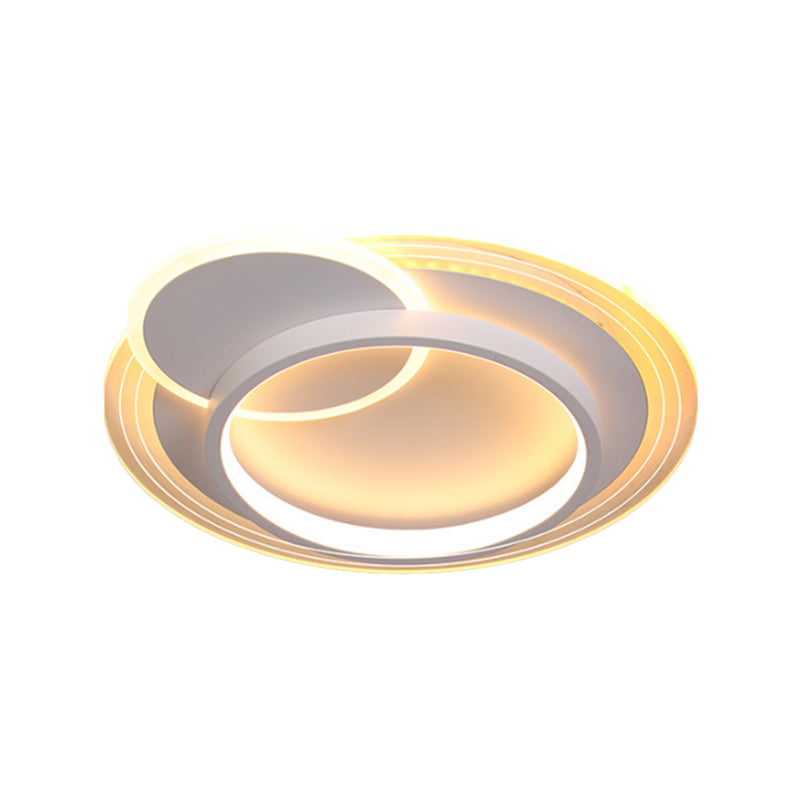 Minimalistic LED Ceiling Flush Mount Lamp, Metallic Round Design, 16.5"/20.5" Wide, Warm/White Light