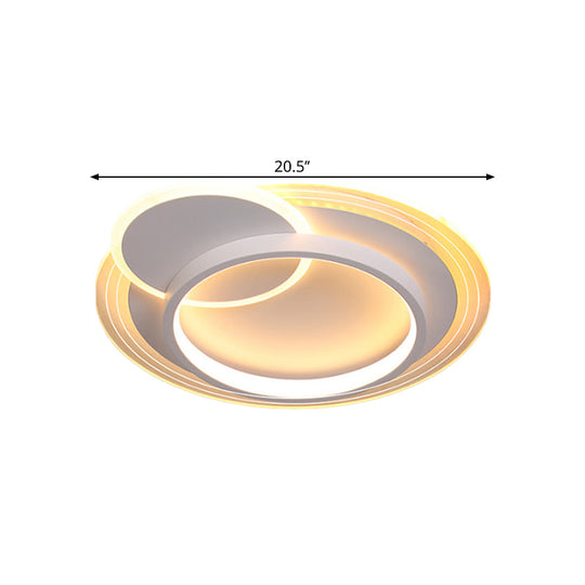 Minimalistic LED Ceiling Flush Mount Lamp, Metallic Round Design, 16.5"/20.5" Wide, Warm/White Light