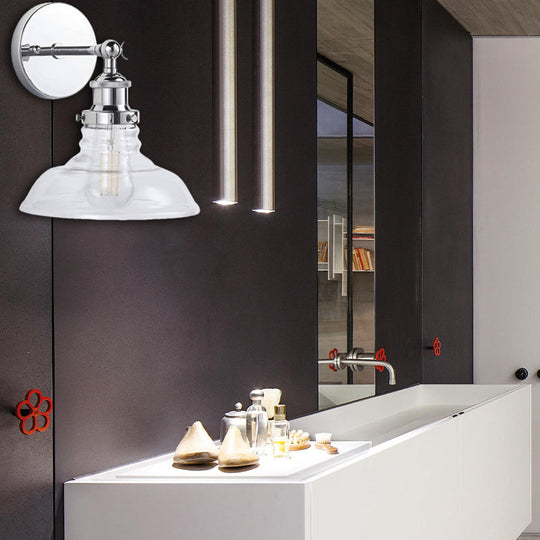Industrial 1-Light Wall Sconce – Clear Glass & Chrome/Nickel Finish - Ideal for Kitchen