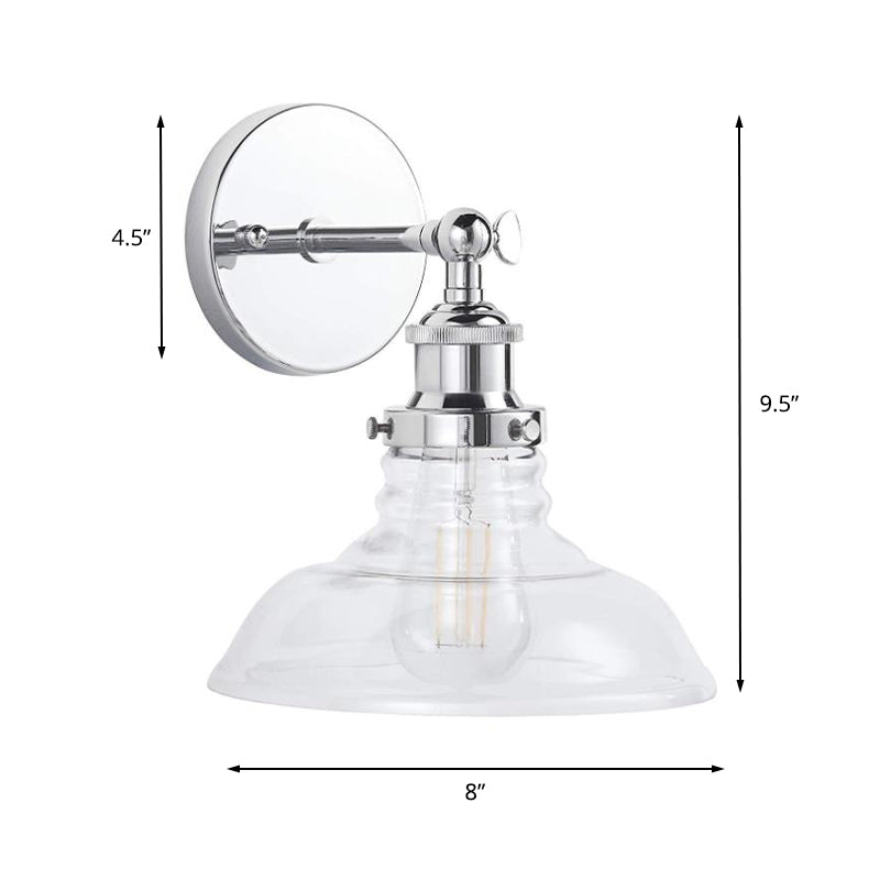 Industrial 1-Light Wall Sconce – Clear Glass & Chrome/Nickel Finish - Ideal for Kitchen