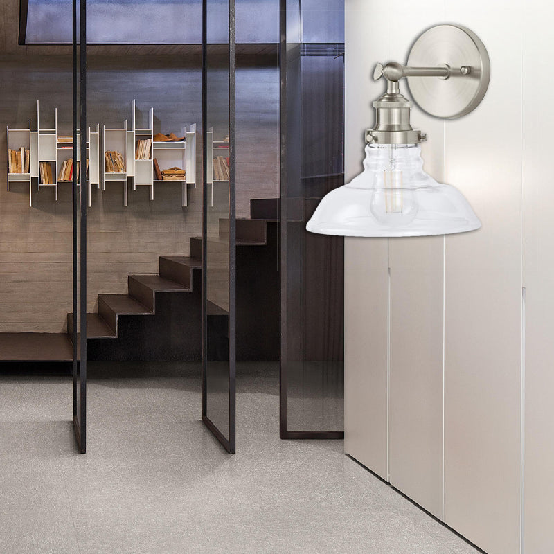 Industrial 1-Light Wall Sconce – Clear Glass & Chrome/Nickel Finish - Ideal for Kitchen