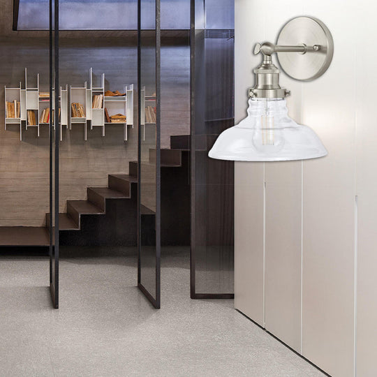 Industrial 1-Light Wall Sconce – Clear Glass & Chrome/Nickel Finish - Ideal for Kitchen