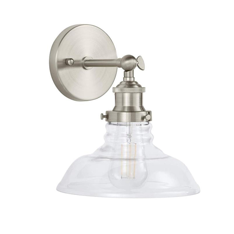 Industrial 1-Light Wall Sconce – Clear Glass & Chrome/Nickel Finish - Ideal for Kitchen