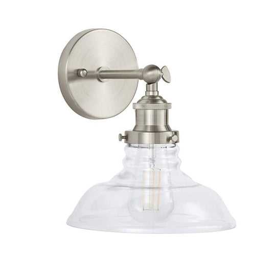 Industrial 1-Light Wall Sconce – Clear Glass & Chrome/Nickel Finish - Ideal for Kitchen