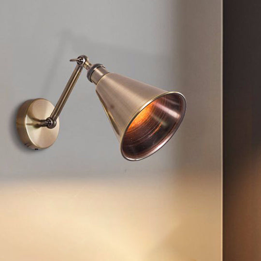 Vintage Metallic Brass Wall Sconce with Adjustable Arm