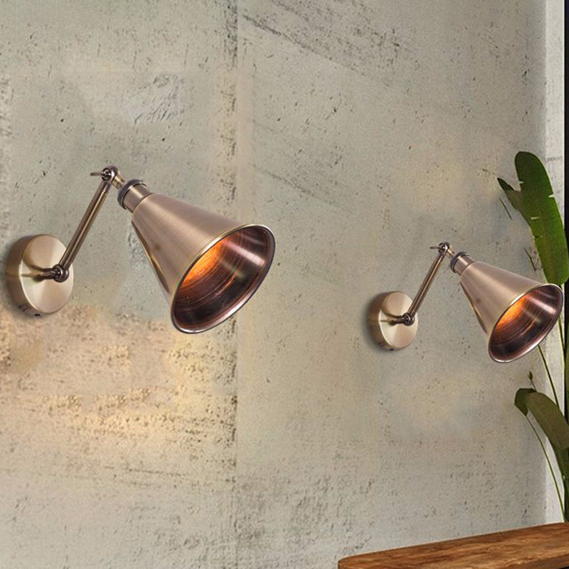 Vintage Metallic Brass Wall Sconce with Adjustable Arm