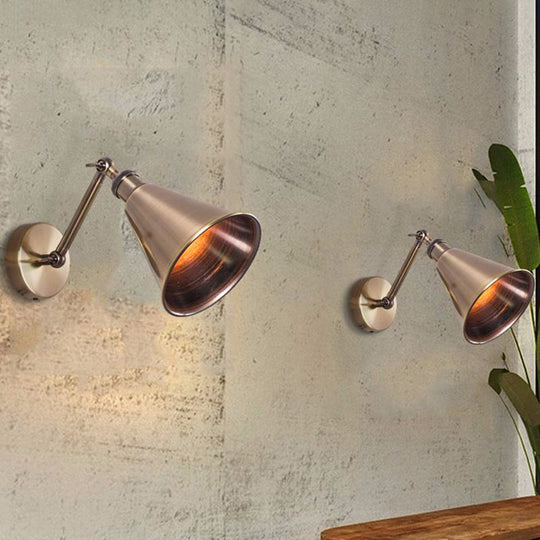 Vintage Metallic Brass Wall Sconce with Adjustable Arm