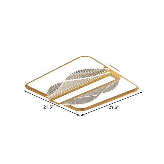 Simplicity LED Flush Mount Gold Bar Decor Ceiling Light with Metallic Shade, Warm/White Light, 18"/21.5" Wide