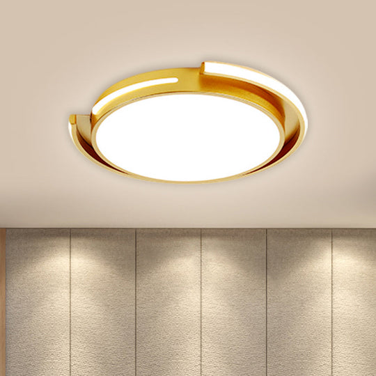Nordic Style Gold Round Flush Mount LED Ceiling Lamp for Bedroom - Warm/White Light