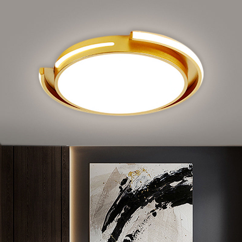 Nordic Style Gold Round Flush Mount LED Ceiling Lamp for Bedroom - Warm/White Light
