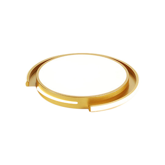 Nordic Style Gold Round Flush Mount LED Ceiling Lamp for Bedroom - Warm/White Light