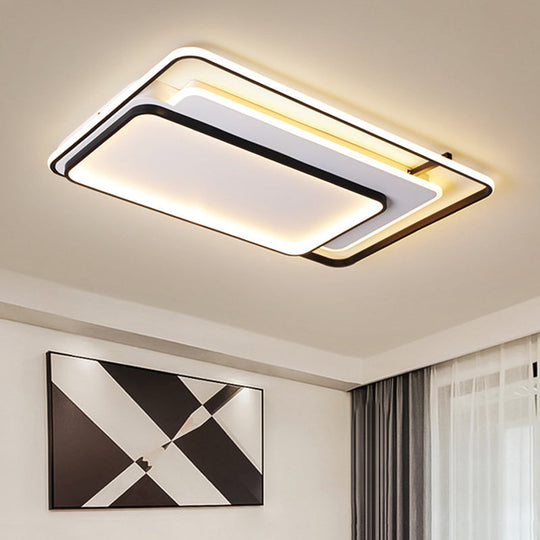 Modern Metal Rectangle/Square LED Ceiling Flush Mount in Warm/White Light, Various Sizes