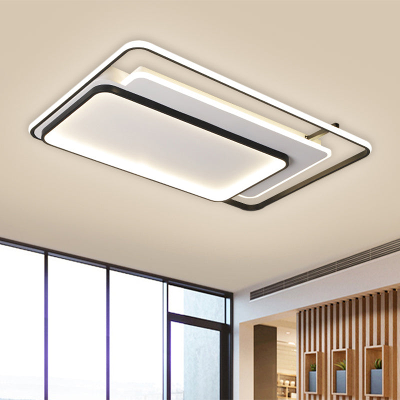 Modern Metal Rectangle/Square LED Ceiling Flush Mount in Warm/White Light, Various Sizes