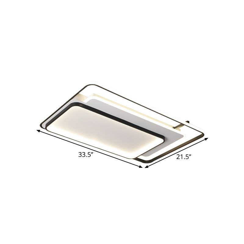 Modern Metal Rectangle/Square LED Ceiling Flush Mount in Warm/White Light, Various Sizes