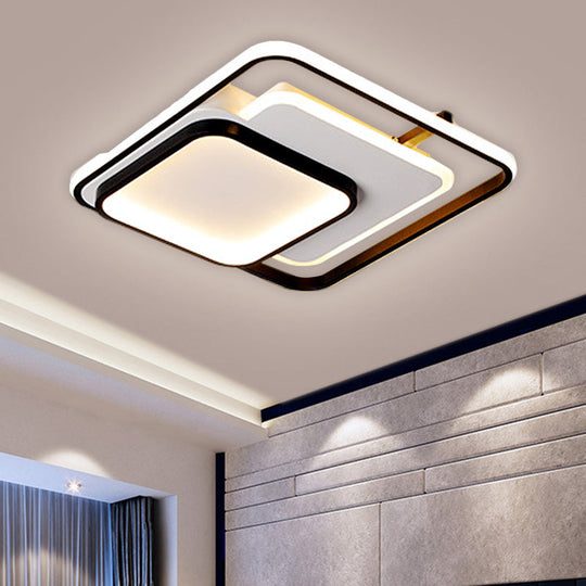Modern Metal Rectangle/Square LED Ceiling Flush Mount in Warm/White Light, Various Sizes