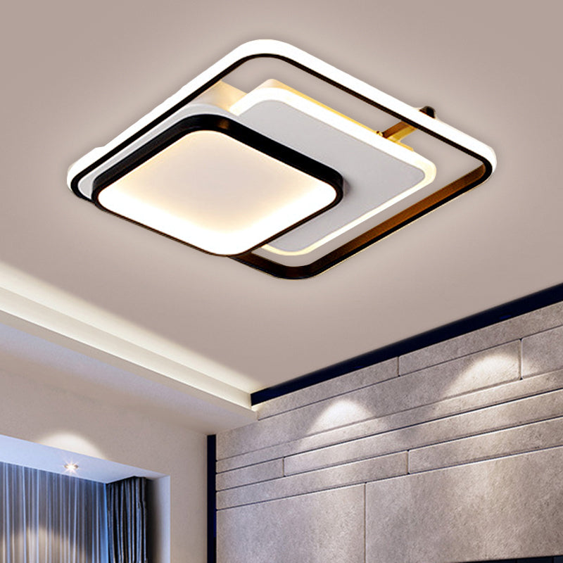 Modern Metal Rectangle/Square LED Ceiling Flush Mount in Warm/White Light, Various Sizes