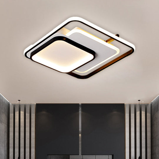 Modern Metal Rectangle/Square LED Ceiling Flush Mount in Warm/White Light, Various Sizes