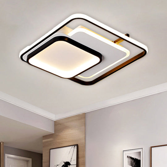 Modern Metal Rectangle/Square LED Ceiling Flush Mount in Warm/White Light, Various Sizes