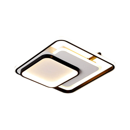Modern Metal Rectangle/Square LED Ceiling Flush Mount in Warm/White Light, Various Sizes