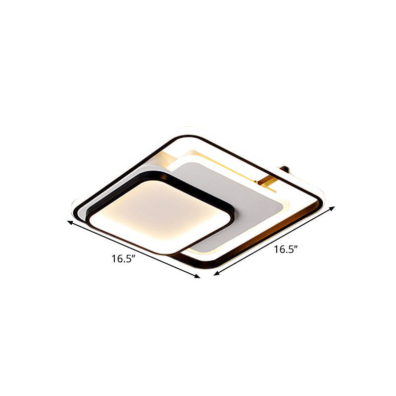 Modern Metal Rectangle/Square LED Ceiling Flush Mount in Warm/White Light, Various Sizes
