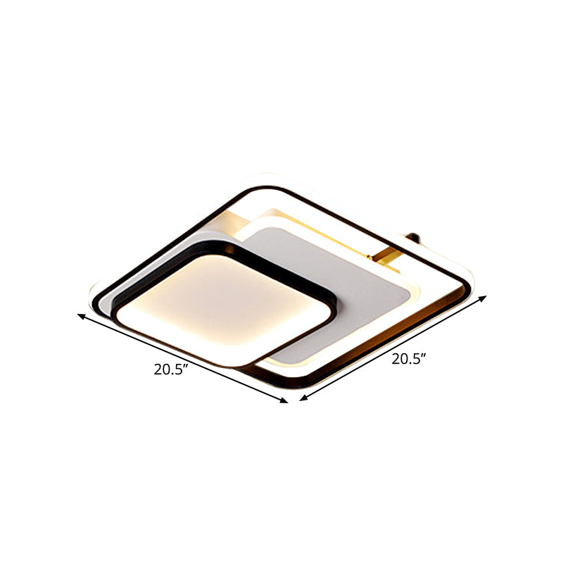 Modern Metal Rectangle/Square LED Ceiling Flush Mount in Warm/White Light, Various Sizes
