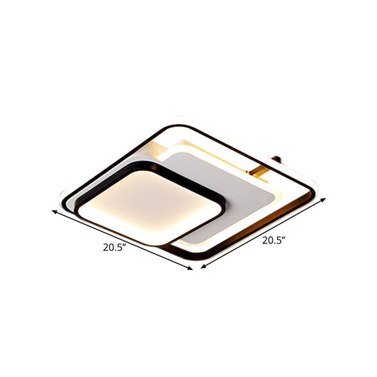 Modern Metal Rectangle/Square LED Ceiling Flush Mount in Warm/White Light, Various Sizes