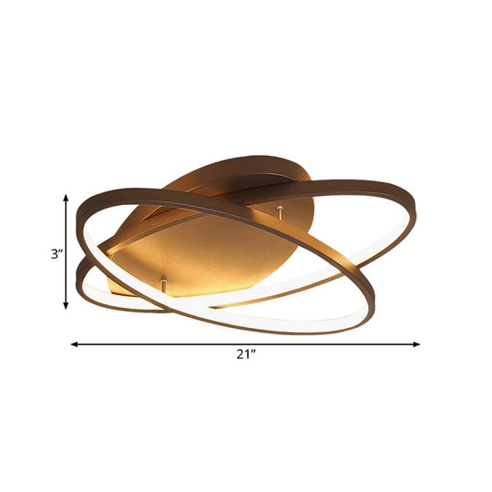 Contemporary LED Acrylic Flush Mount Ceiling Lamp - 21"/29.5"/34" Wide - Black/Brown - Warm/White Light