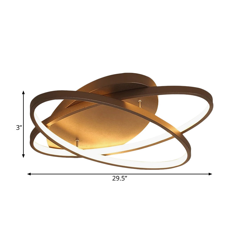 Contemporary LED Acrylic Flush Mount Ceiling Lamp - 21"/29.5"/34" Wide - Black/Brown - Warm/White Light