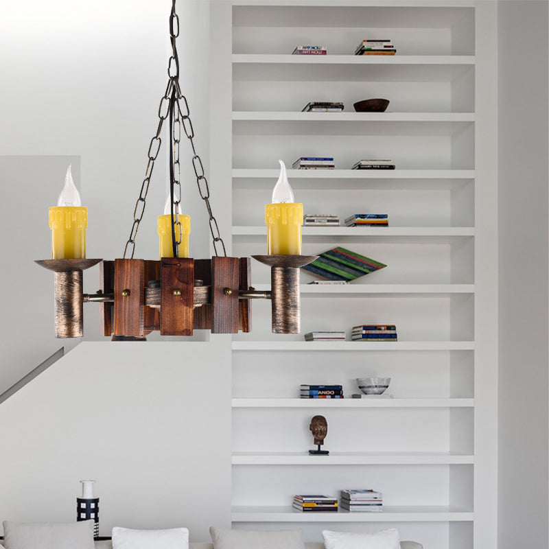 Brass Metal Vintage Hanging Chandeliers for Coffee Shop and Living Room ─ Candle-inspired Lighting