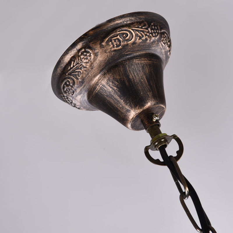 Vintage Aged Brass Metal Hanging Light - Two-Bulb Chandelier for Coffee Shop