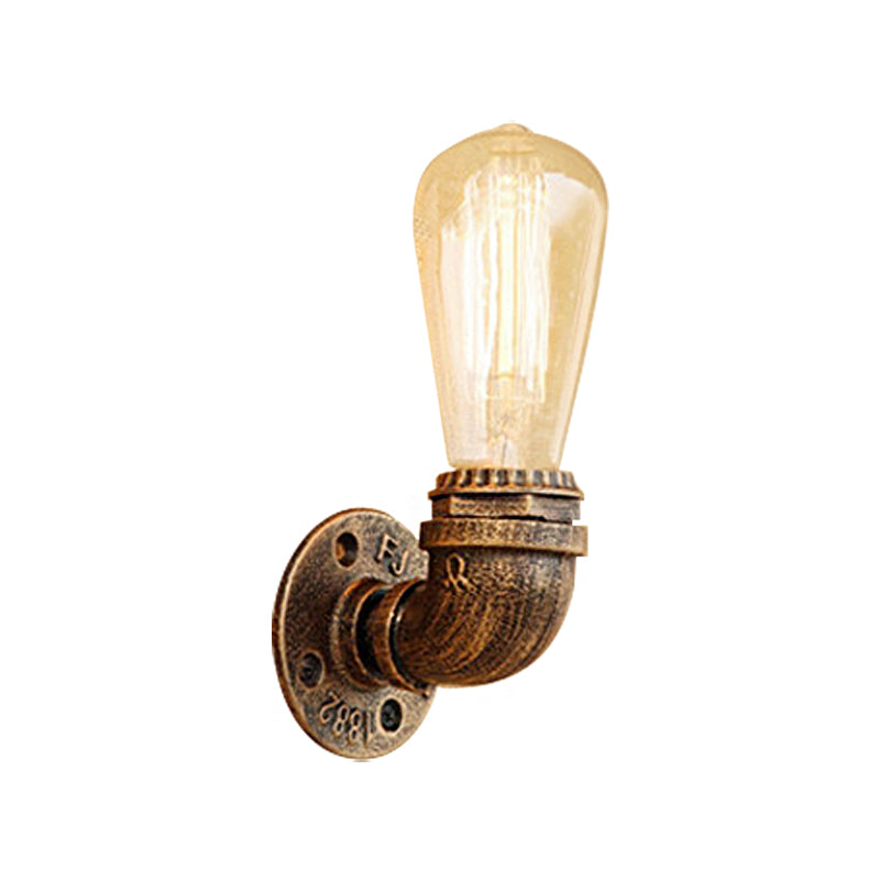 Rustic Bare Bulb Wall Sconce Lighting: Stylish Metal, 1 Head, Black/Bronze - Perfect for Living Room