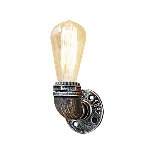 Rustic Bare Bulb Wall Sconce Lighting: Stylish Metal, 1 Head, Black/Bronze - Perfect for Living Room