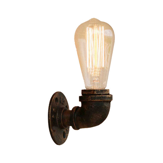 Rustic Bare Bulb Wall Sconce Lighting: Stylish Metal, 1 Head, Black/Bronze - Perfect for Living Room