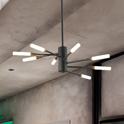 Modern Black/White Sputnik Chandelier Pendant Light - Retro Loft Metal LED Lighting for Corridor