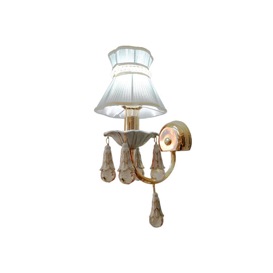 Kids' Fabric Cone Wall Mount Light - Pink/Blue Wall Lamp with Crystal Orbit Decor