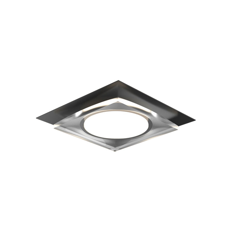 Modern Black/Gold LED Ceiling Light for Hallway - Metallic Geometric Flush Mount with Warm/White Illumination