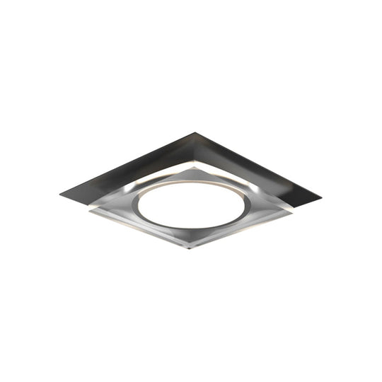 Modern Black/Gold LED Ceiling Light for Hallway - Metallic Geometric Flush Mount with Warm/White Illumination