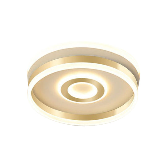 LED Gold Metallic Hoop Flush Mount Lamp in Warm/White Light, 16"/19.5" Wide